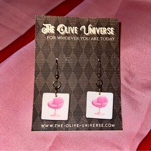 Pink Chair Square Drop Earrings